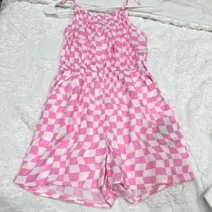 Girls Pink Checkered romper